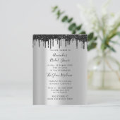 Invitation Fête des mariées Sweet 16th Drips Silver Black Pho (Debout devant)