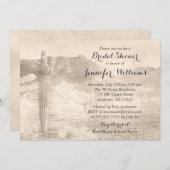 Invitation Fête des mariées Tan de Cactus du désert rustique (Devant / Derrière)