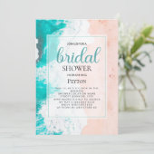 Invitation Fête des mariées Tan Turquoise De Plage (Debout devant)