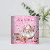 Invitation Fête des mariées Tea floral rose Fête Cupcake (Debout devant)