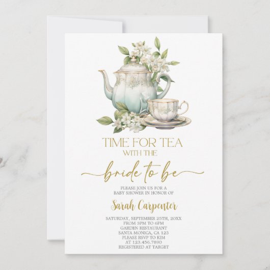 Invitation Fête des mariées Tea Party (Devant)