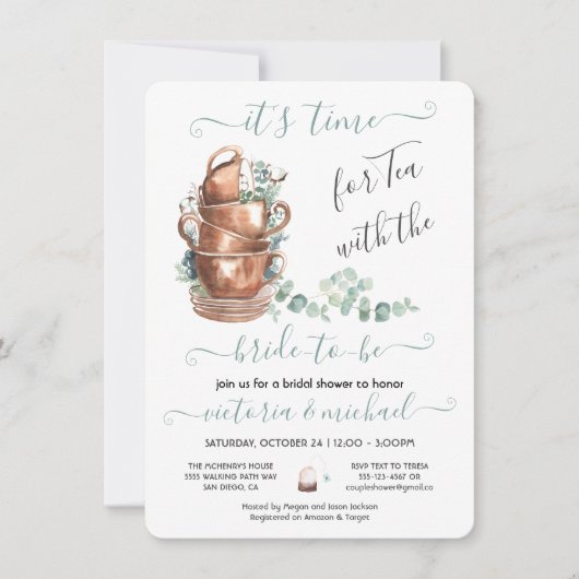 Invitation Fête des mariées Tea Party (Devant)