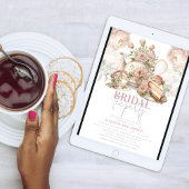 Invitation Fête des mariées Tea Party Floral Élégant
