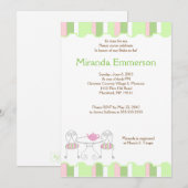 Invitation Fête des mariées Tea Party Green Stripe (Devant / Derrière)