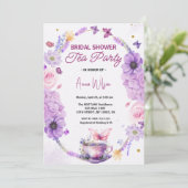 Invitation Fête des mariées Tea Party Lavender Lilac Papillon (Debout devant)