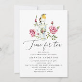 Invitation Fête des mariées Tea Party. Roses roses roses élég (Devant)