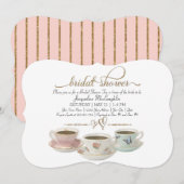 Invitation Fête des mariées Tea Party Teacup Gold Parties sci (Devant / Derrière)