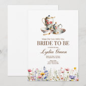 Invitation Fête des mariées Tea Party Temps pour Thé avec Bri (Devant / Derrière)