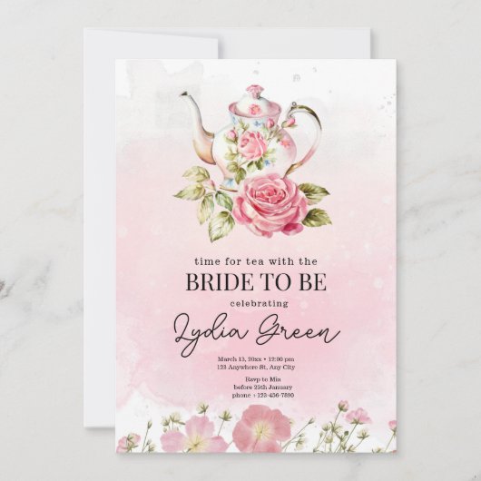 Invitation Fête des mariées Tea Party Temps pour Thé avec Bri (Devant)