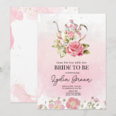 Invitation Fête des mariées Tea Party Temps pour Thé avec Bri (Devant / Derrière)