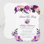Invitation Fête des mariées Tea Party Violet Violet Invitatio (Devant / Derrière)