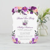 Invitation Fête des mariées Tea Party Violet Violet Invitatio (Debout devant)