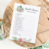 Invitation Fête des mariées Tea Party Word Scramble Game Card