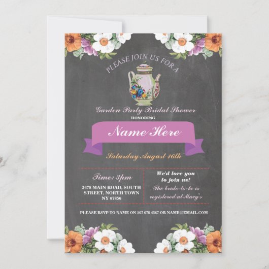 Invitation Fête des mariées Teapot Alice Au Pays Des Merveill (Devant)