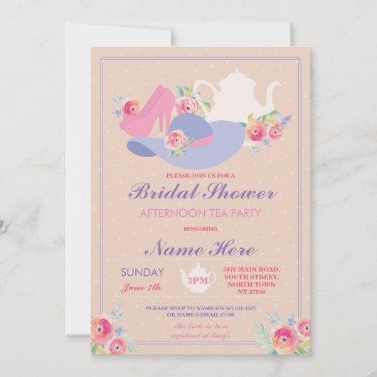 Invitation Fête des mariées Teapot Casquette Chaussures Bache (Devant)