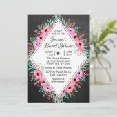 Invitation Fête des mariées tendance Chalkboard Watercolor Fl (Debout devant)