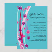 Invitation Fête des mariées tendance Floral Ribbon (Devant / Derrière)