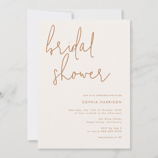 Invitation Fête des mariées terrestre minimaliste (Devant)