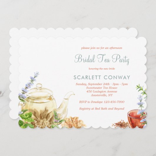 Invitation Fête des mariées thé (Devant / Derrière)