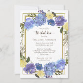 Invitation Fête des mariées Thé Carolina Classique Bleu Flora (Devant)
