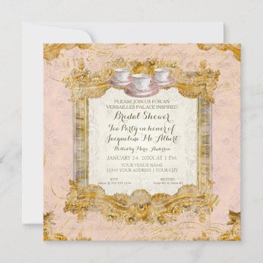Invitation Fête des mariées Thé du Palais Royal de Versailles (Devant)