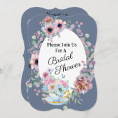 Invitation Fête des mariées Thé Et Fleurs (Devant / Derrière)