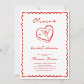 Invitation Fête des mariées tirée à la main de gâteau rétro (Devant)