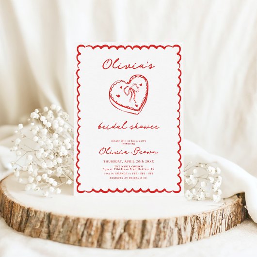 Invitation Fête des mariées tirée à la main de gâteau rétro