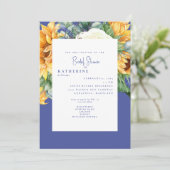 Invitation Fête des mariées toscane Cobalt Bleu été. (Debout devant)