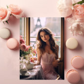 Invitation Fête des mariées Tour Eiffel Peach Rose Chic