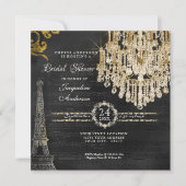 Invitation Fête des mariées Tour Eiffel Typographie du lustre (Devant)