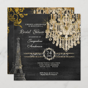 Invitation Fête des mariées Tour Eiffel Typographie du lustre