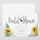 Invitation Fête des mariées Tournesol aux Coeurs (Devant / Derrière)