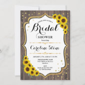 Invitation Fête des mariées tournesol - Bois rustique (Devant)