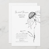 Invitation Fête des mariées Tournesol Dessinée À La Main (Devant / Derrière)