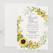 Invitation Fête des mariées tournesol et verdure (Devant / Derrière)