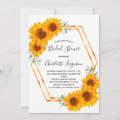 Invitation Fête des mariées tournesol or géométrique (Devant)