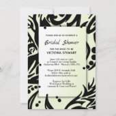 Invitation Fête des mariées tribale Abstraite noire et verte (Devant)