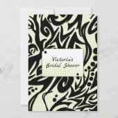 Invitation Fête des mariées tribale Abstraite noire et verte (Dos)