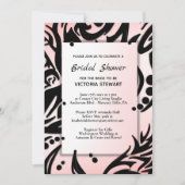 Invitation Fête des mariées tribale noire et rose Abstraite (Devant)