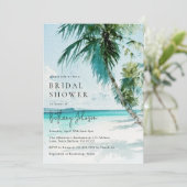 Invitation Fête des mariées Tropical Beach Palm Tree (Debout devant)