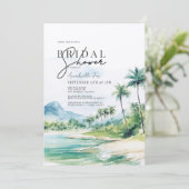 Invitation Fête des mariées Tropical Beach Palm Trees (Debout devant)