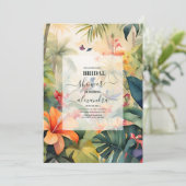 Invitation Fête des mariées Tropical Beach Palm Trees (Debout devant)