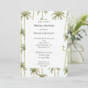 Invitation Fête des mariées Tropical Green White Palm Trees
