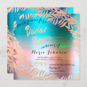 Invitation Fête des mariées Tropical Ocean Ombre Rose Gold