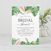 Invitation Fête des mariées Tropical Palm Floral Aquarelle (Debout devant)