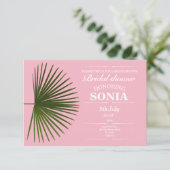 Invitation Fête des mariées Tropical Palm Frond Mariage feuil (Debout devant)