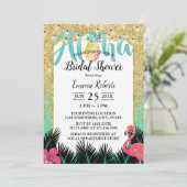 Invitation Fête des mariées Tropical Palm Tree Ananas Gold (Debout devant)