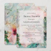 Invitation Fête des mariées Tropical Pink Blush Hibiscus Flow (Devant / Derrière)