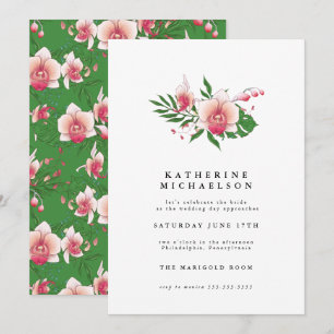 Invitation FÊTE DES MARIÉES   Tropical Pink Orchid Floral